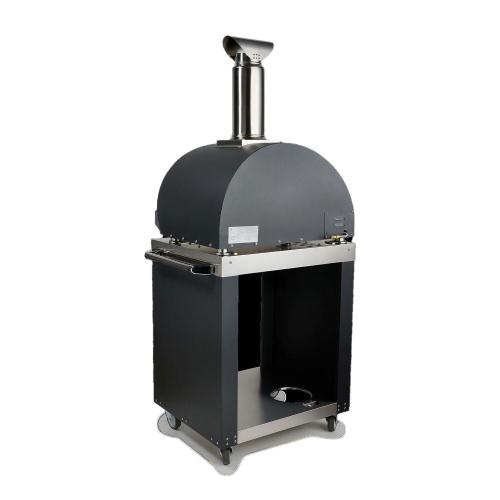 Coyote 30 Inch Freestanding Hybrid Natural Gas  and  Wood Fired Multi Fuel Outdoor Pizza Oven   Matte Black