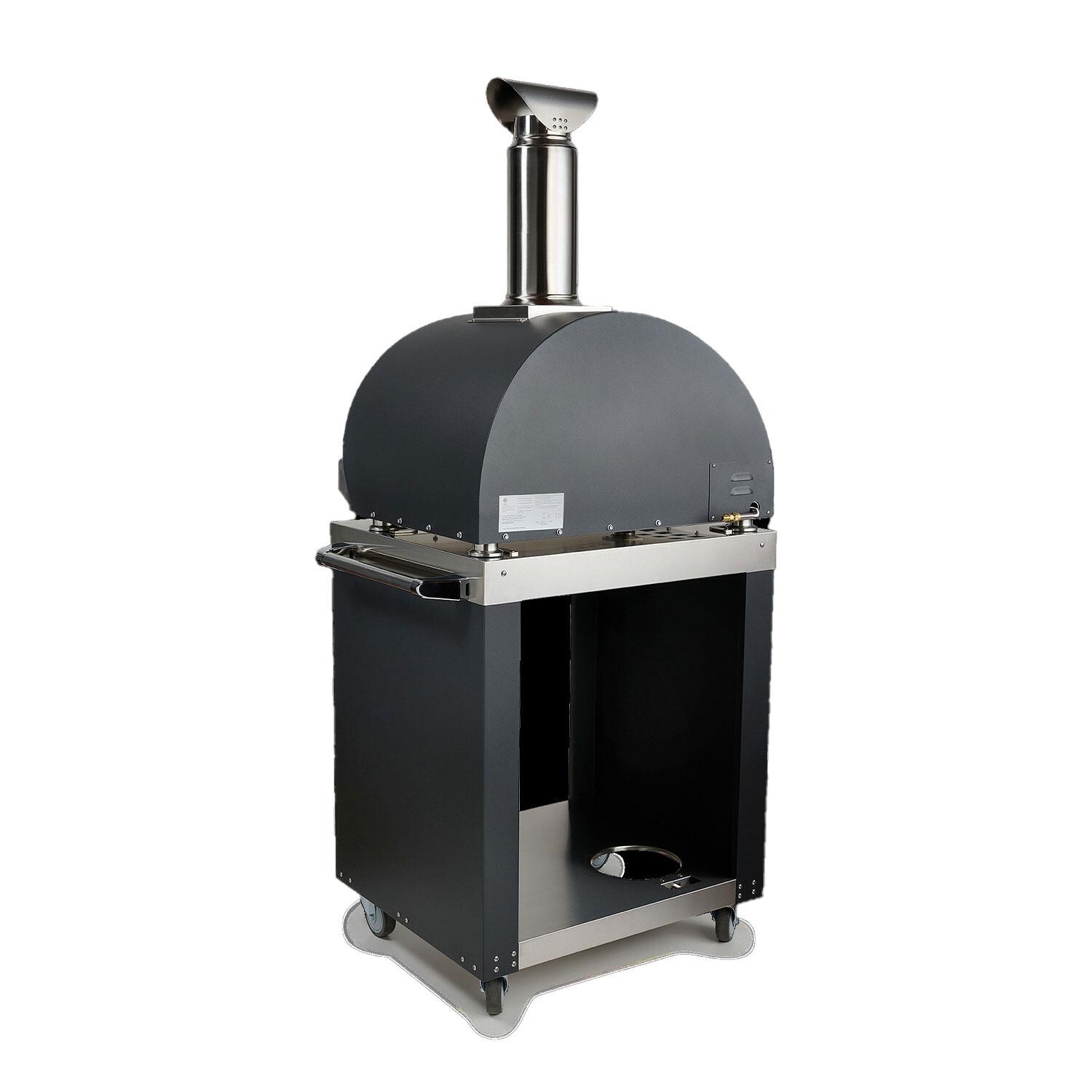 Coyote 30 Inch Freestanding Hybrid Natural Gas  and  Wood Fired Multi Fuel Outdoor Pizza Oven   Matte Black