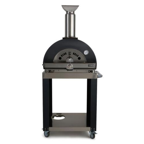 Coyote 30 Inch Freestanding Hybrid Natural Gas  and  Wood Fired Multi Fuel Outdoor Pizza Oven   Matte Black