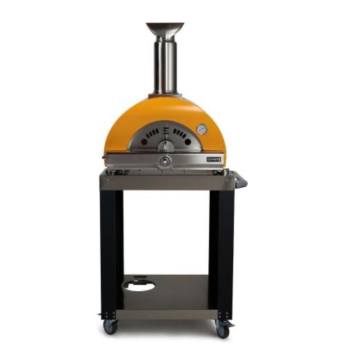 Coyote 30 Inch Freestanding Hybrid Natural Gas  and  Wood Fired Multi Fuel Outdoor Pizza Oven   Yellow