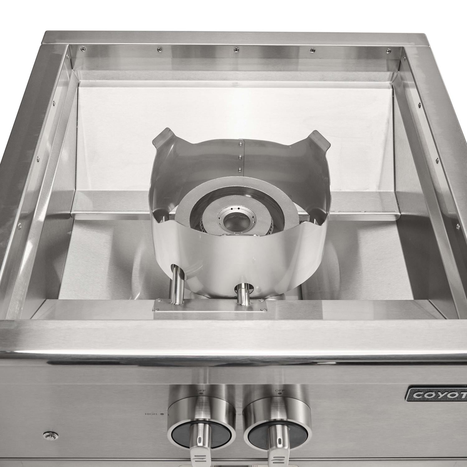 Coyote 60000 BTU Built In Natural Gas High Performance Power Burner with Wok Ring  and  Stainless Steel Lid