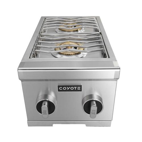 Coyote 30000 BTU Built In Propane Gas Double Side Burner with Removable Lid