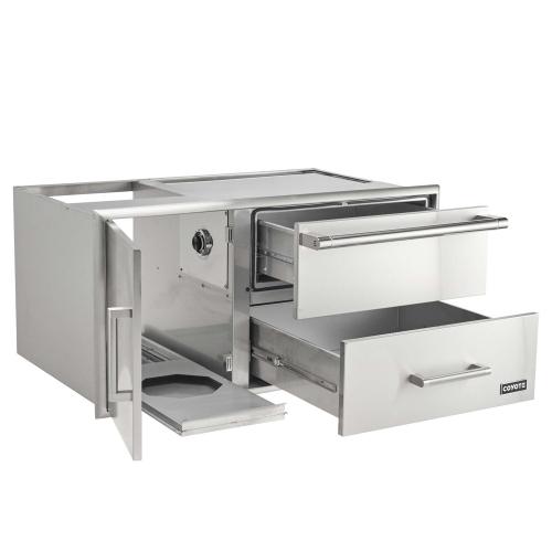 Coyote 42 Inch Combo Cabinet with Warming Drawer Single Drawer and Single Access Door