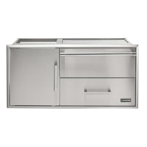 Coyote 42 Inch Combo Cabinet with Warming Drawer Single Drawer and Single Access Door