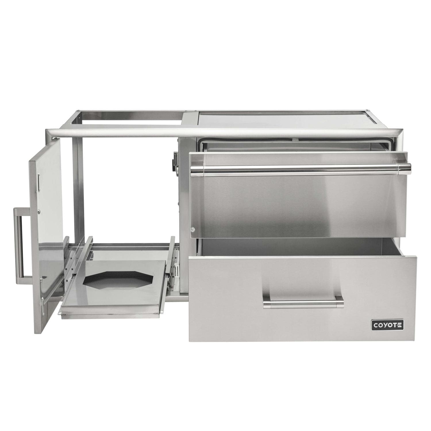 Coyote 42 Inch Combo Cabinet with Warming Drawer Single Drawer and Single Access Door