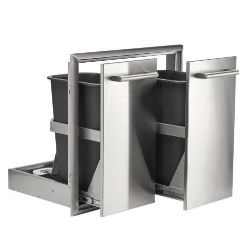 Coyote 26 Inch Roll Out Stainless Steel Double Trash and Recycling Bin