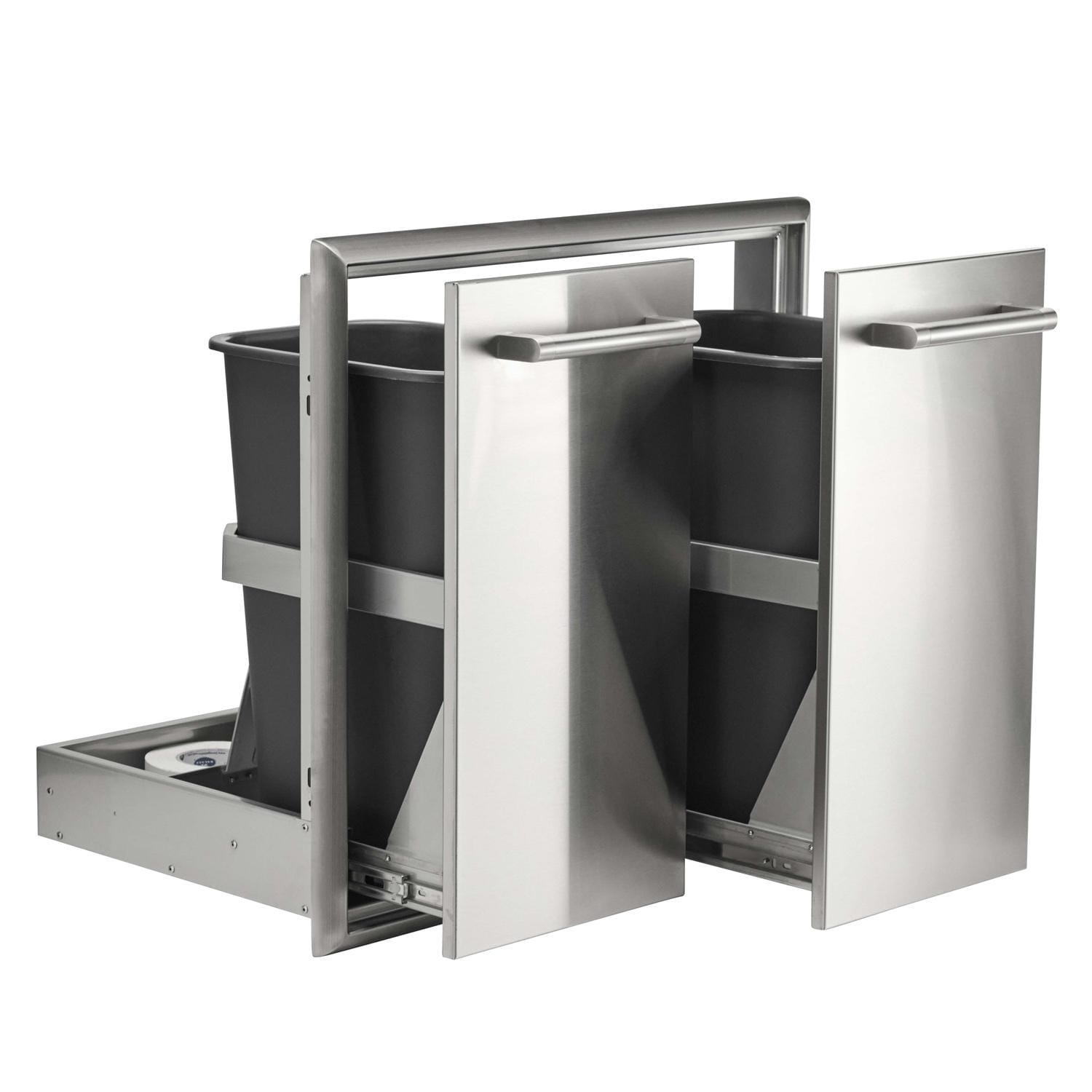 Coyote 26 Inch Roll Out Stainless Steel Double Trash and Recycling Bin