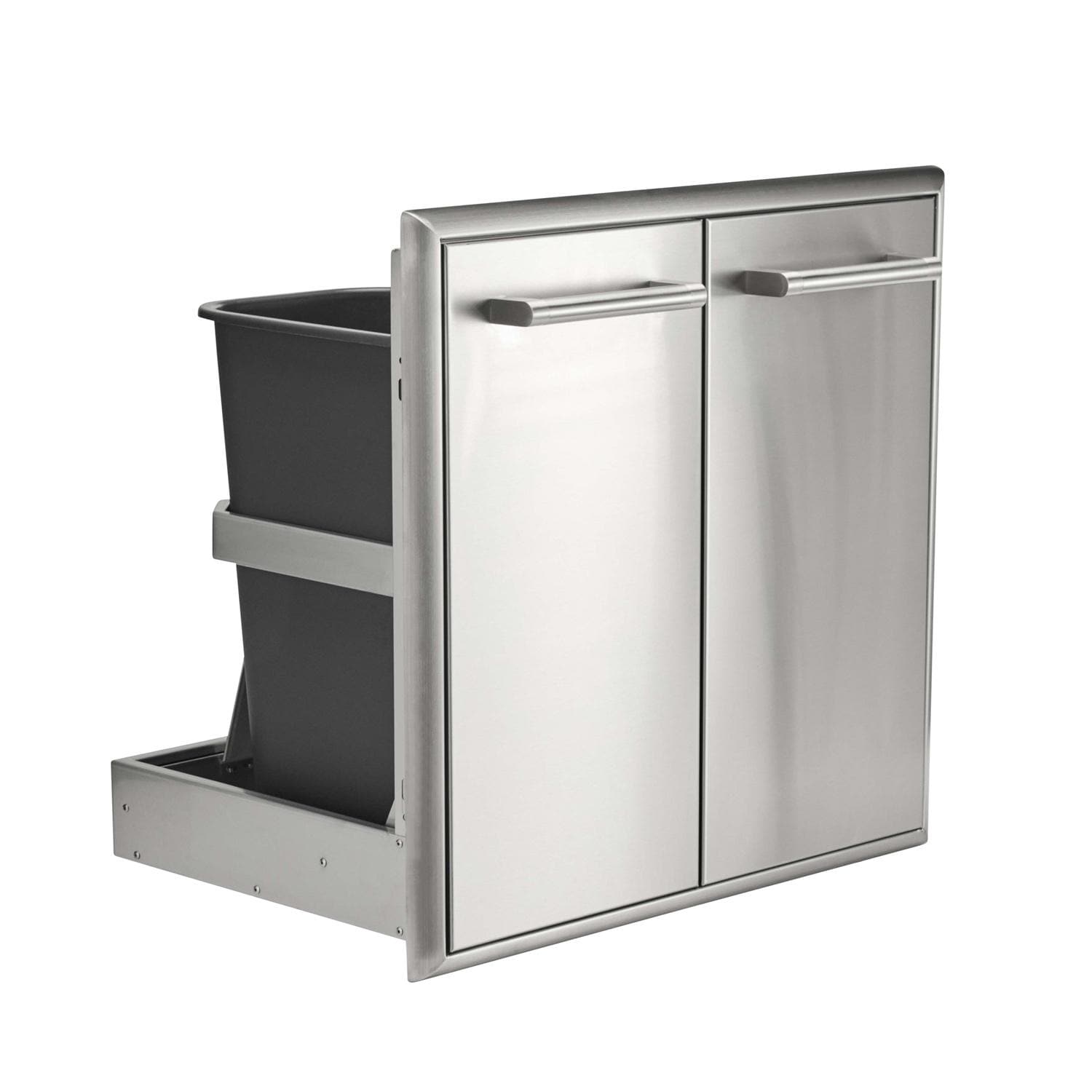 Coyote 26 Inch Roll Out Stainless Steel Double Trash and Recycling Bin