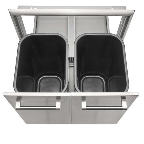 Coyote 26 Inch Roll Out Stainless Steel Double Trash and Recycling Bin