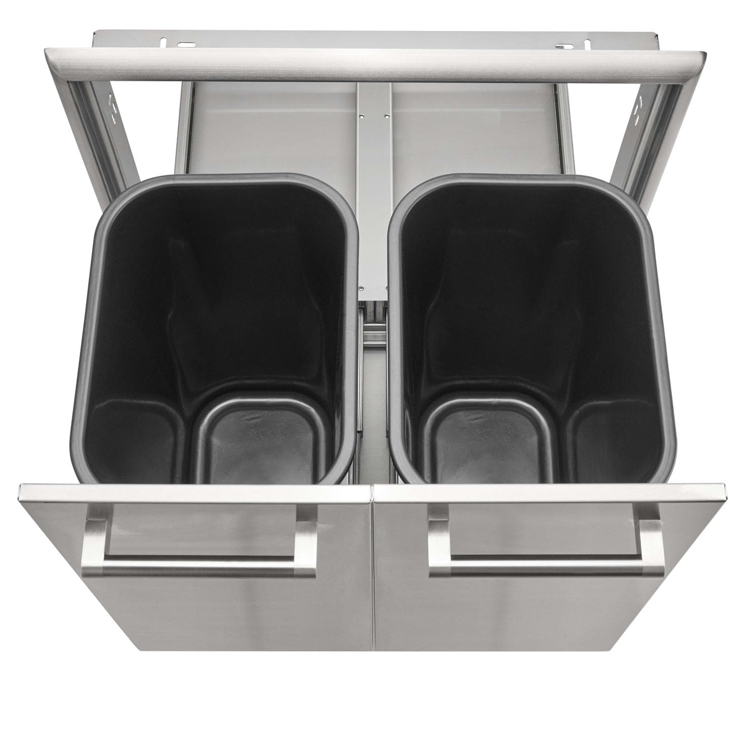 Coyote 26 Inch Roll Out Stainless Steel Double Trash and Recycling Bin