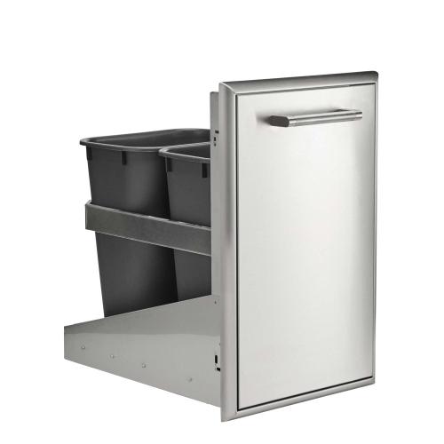 Coyote 18 Inch Stainless Steel Roll Out Double Trash and Recycling Bin