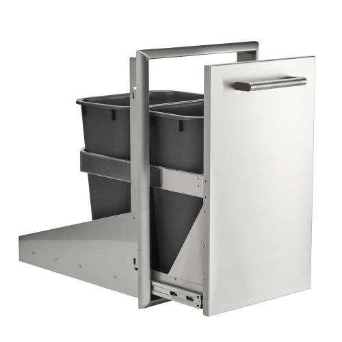 Coyote 18 Inch Stainless Steel Roll Out Double Trash and Recycling Bin