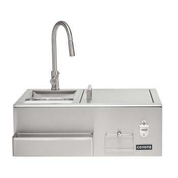 Coyote 30 Inch Stainless Steel Built In Refreshment Center Bar with Ice Chest and Sink350