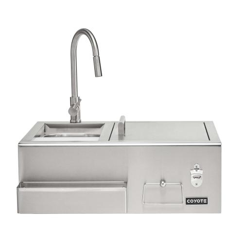 Coyote 30 Inch Stainless Steel Built In Refreshment Center Bar with Ice Chest  and  Sink
