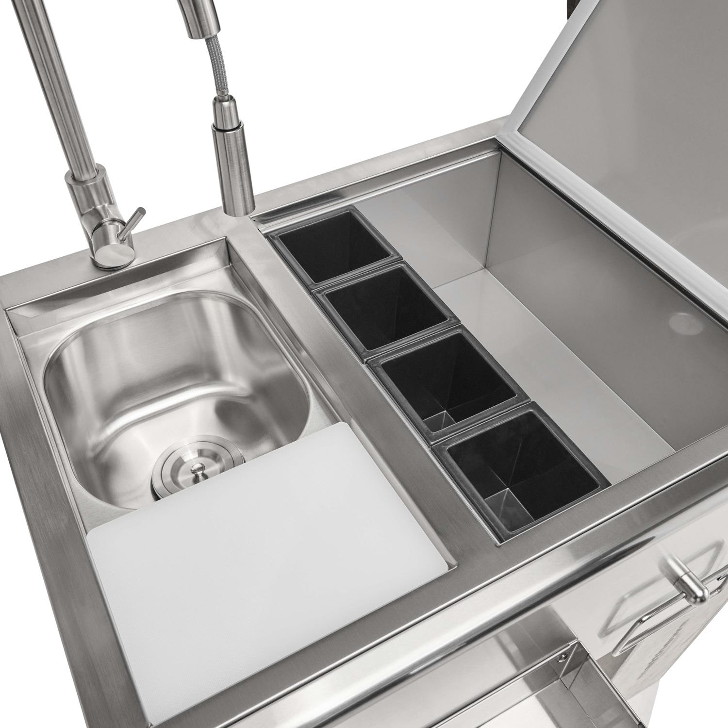 Coyote 30 Inch Stainless Steel Built In Refreshment Center Bar with Ice Chest  and  Sink