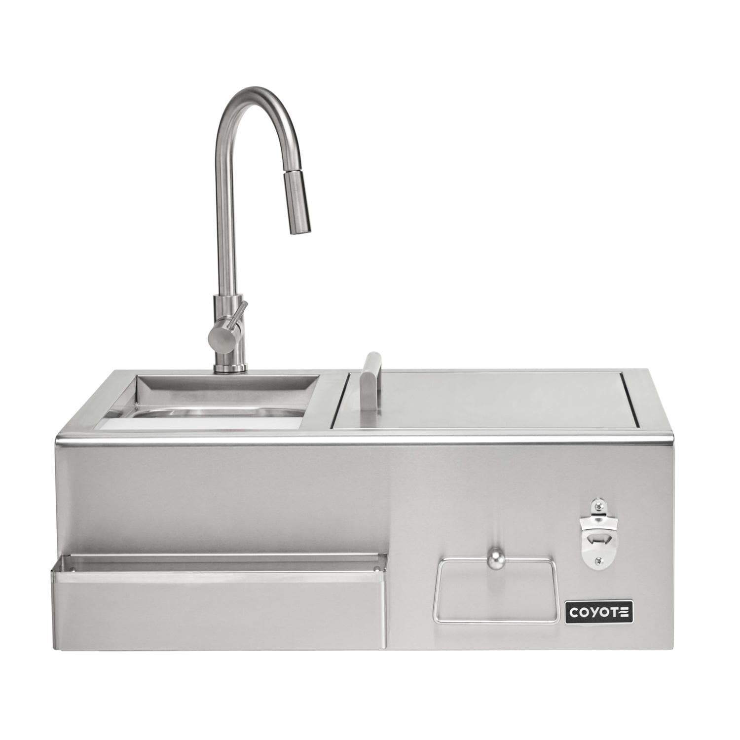 Coyote 30 Inch Stainless Steel Built In Refreshment Center Bar with Ice Chest  and  Sink