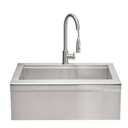 Coyote 30 Inch Stainless Steel Outdoor Farmhouse Apron Sink with Drain Faucet Strainer  and  SS Cover Included