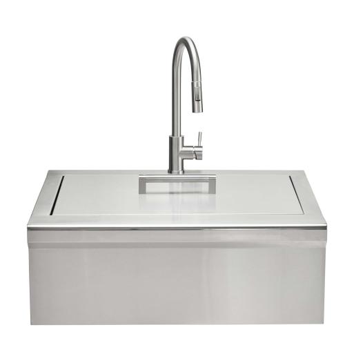 Coyote 30 Inch Stainless Steel Outdoor Farmhouse Apron Sink with Drain Faucet Strainer  and  SS Cover Included