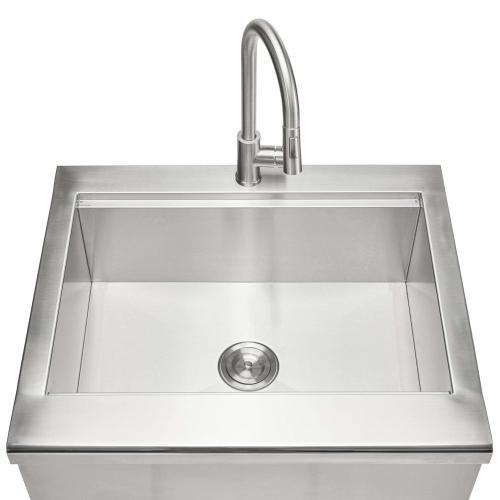 Coyote 30 Inch Stainless Steel Outdoor Farmhouse Apron Sink with Drain Faucet Strainer  and  SS Cover Included