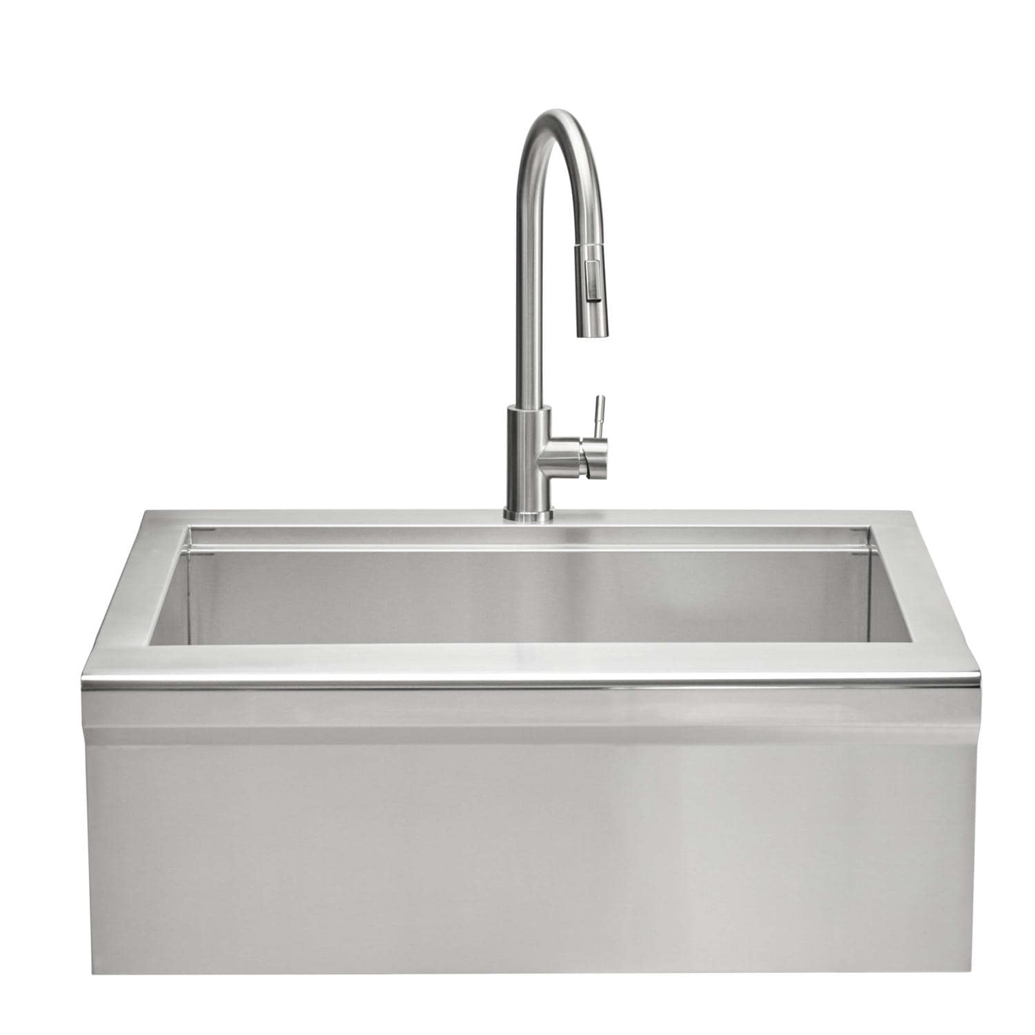 Coyote 30 Inch Stainless Steel Outdoor Farmhouse Apron Sink with Drain Faucet Strainer  and  SS Cover Included