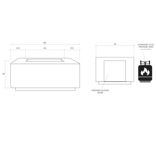 Prism Hardscapes Porto 60 Inch 65000 BTU Natural Gas Rectangular Fire Pit Table   Ultra White