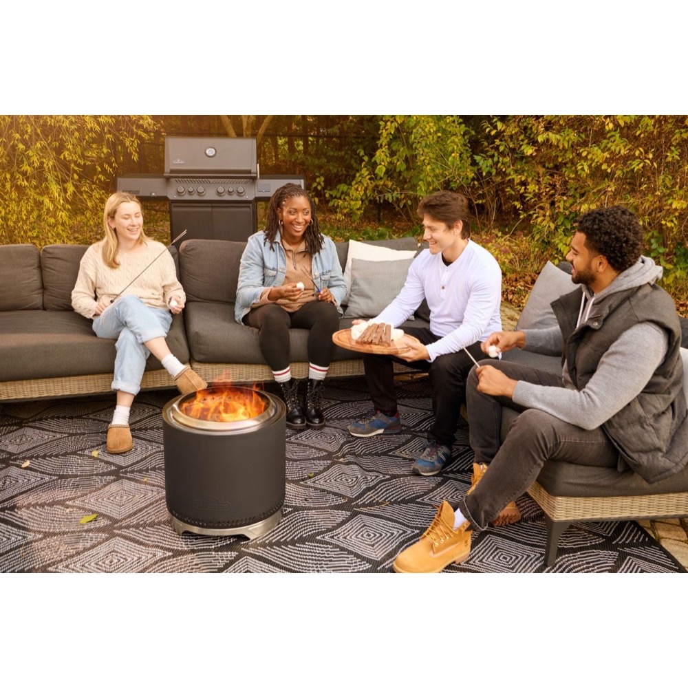 Napoleon Timberwolf 18 Inch Stainless Steel Wood Burning Smokeless Fire Pit   Matte Black