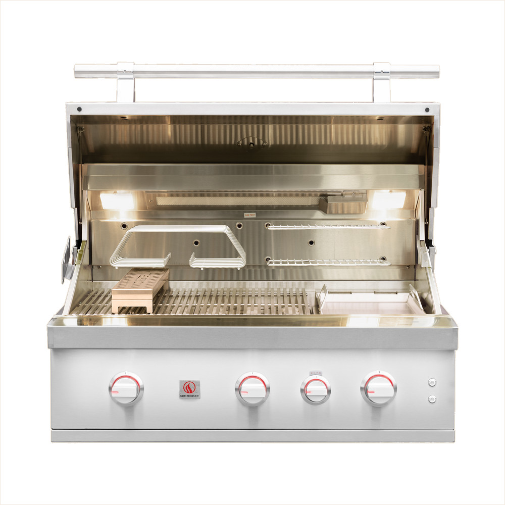 Summerset Grills Quest 36 Inch 3 Burner Built In Propane Gas Grill with Rear Infrared Burner