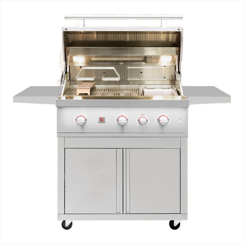 Summerset Grills Quest 36 Inch 3 Burner Freestanding Propane Gas Grill with Rear Infrared Burner