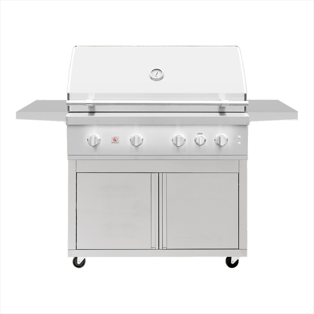 Summerset Grills Quest 42 Inch 4 Burner Freestanding Natural Gas Grill with Rear Infrared Burner