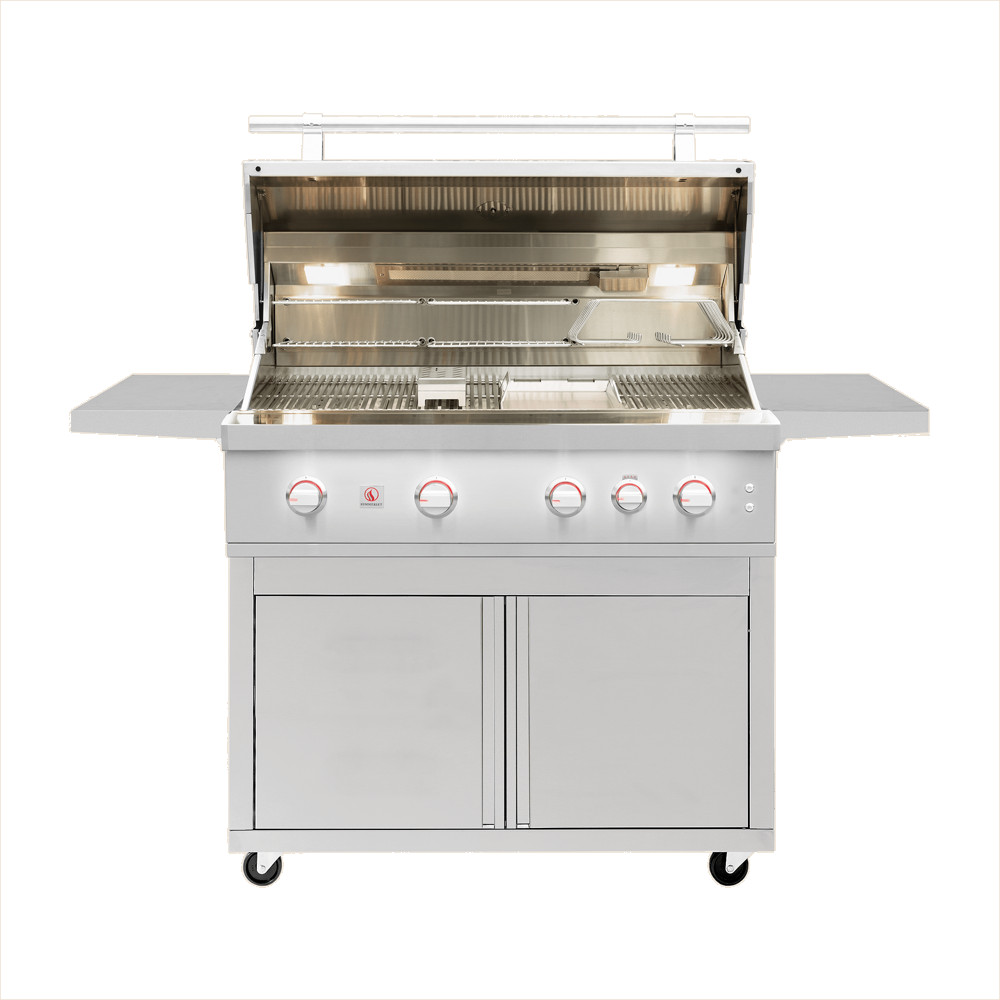 Summerset Grills Quest 42 Inch 4 Burner Freestanding Natural Gas Grill with Rear Infrared Burner