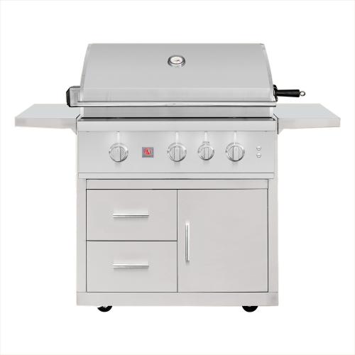 Summerset Grills TRL Pro 32 Inch 3 Burner Freestanding Natural Gas Grill with Rear Infrared Burner on Deluxe Cart