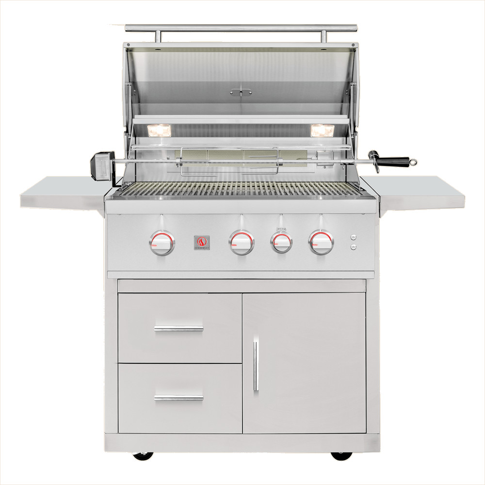 Summerset Grills TRL Pro 32 Inch 3 Burner Freestanding Natural Gas Grill with Rear Infrared Burner on Deluxe Cart