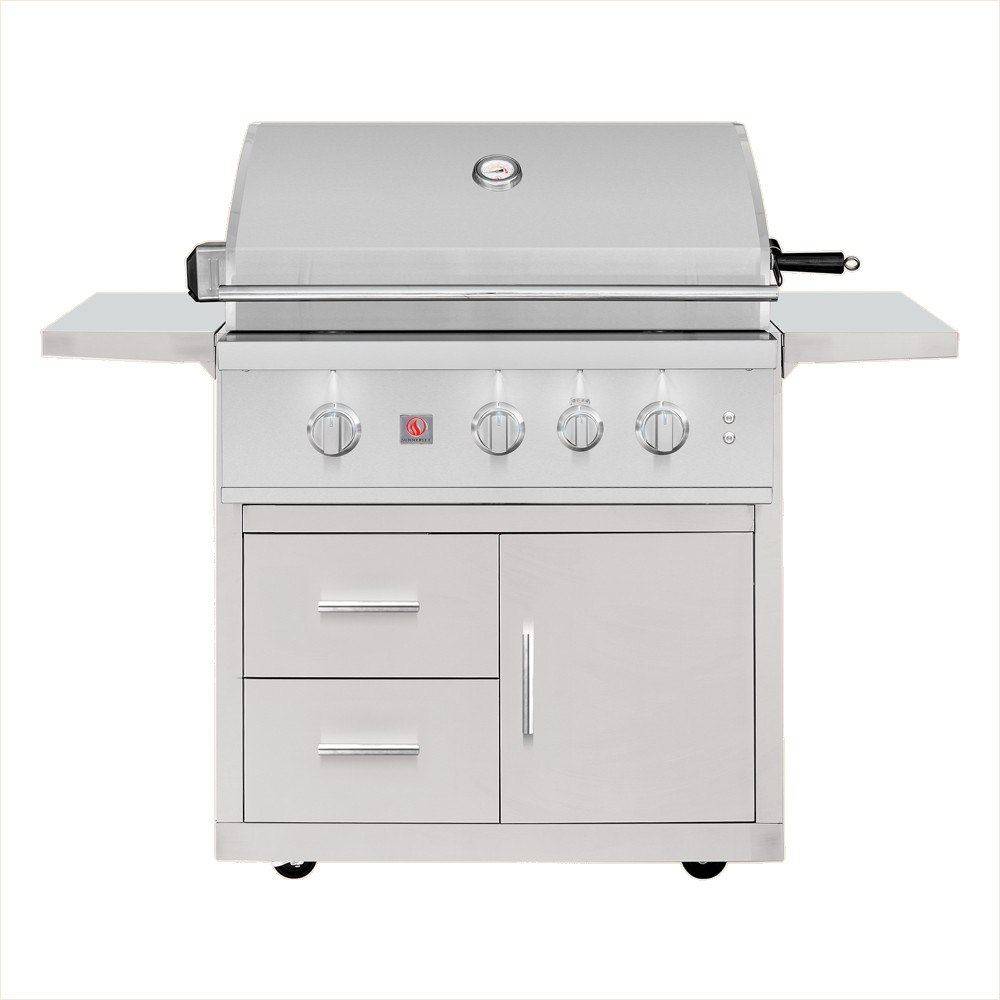 Summerset Grills TRL Pro 32 Inch 3 Burner Freestanding Propane Gas Grill with Rear Infrared Burner on Deluxe Cart