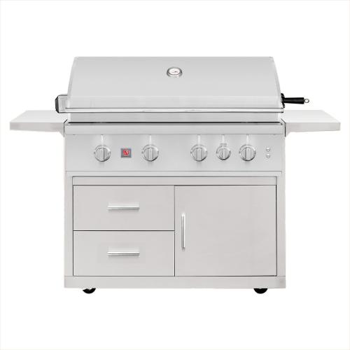 Summerset Grills TRL Pro 40 Inch 4 Burner Freestanding Natural Gas Grill with Rear Infrared Burner on Deluxe Cart