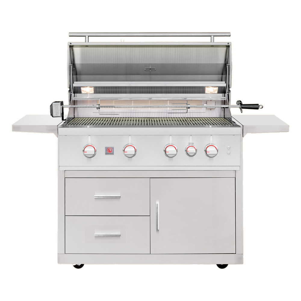 Summerset Grills TRL Pro 40 Inch 4 Burner Freestanding Propane Gas Grill with Rear Infrared Burner on Deluxe Cart
