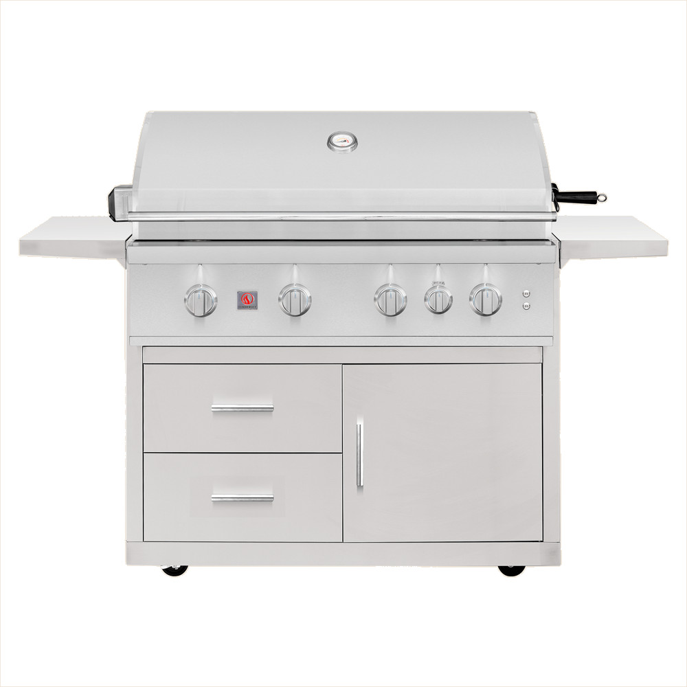 Summerset Grills TRL Pro 40 Inch 4 Burner Freestanding Propane Gas Grill with Rear Infrared Burner on Deluxe Cart