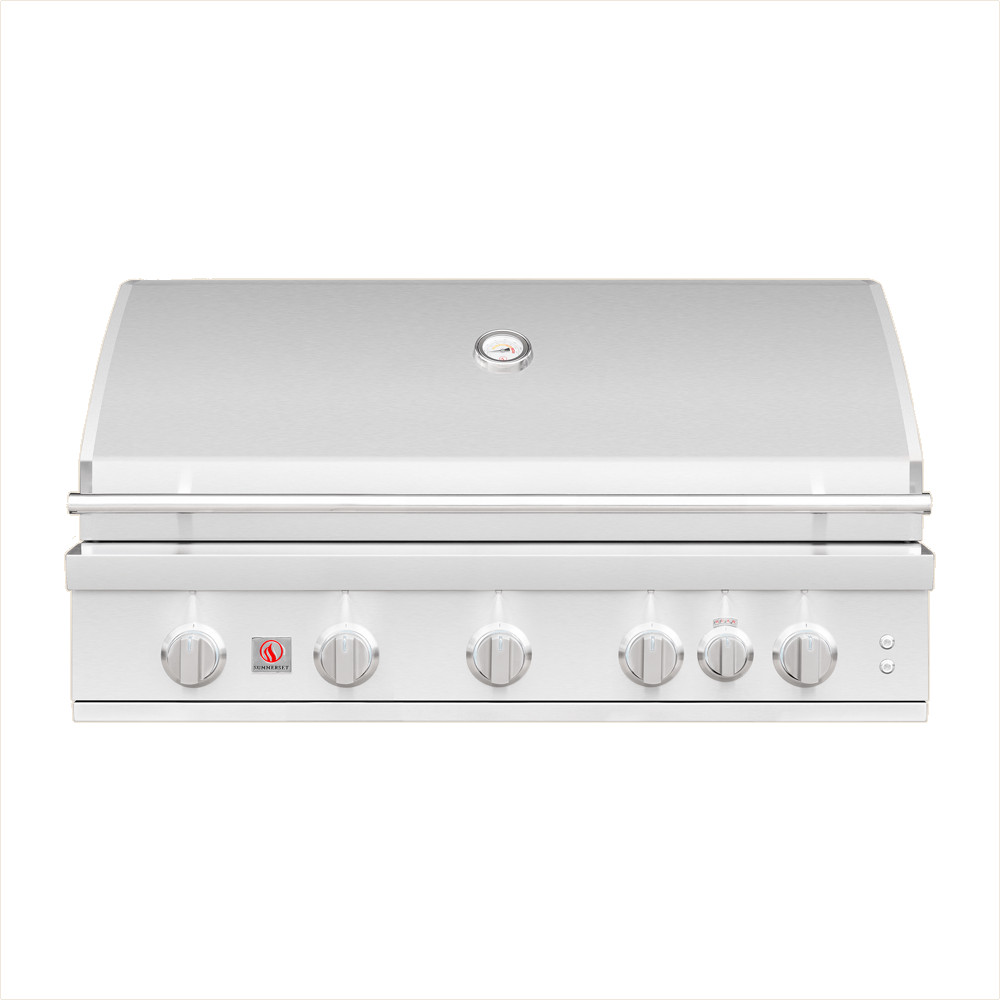 Summerset Grills Sizzler Pro 40 Inch 5 Burner Built In Natural Gas Grill with Rear Infrared Burner