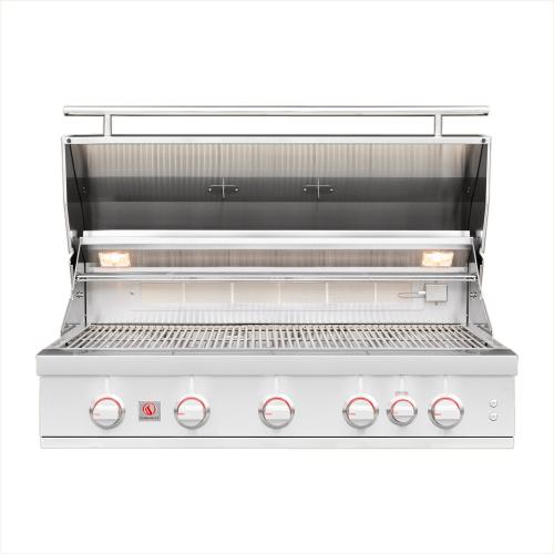 Summerset Grills Sizzler Pro 40 Inch 5 Burner Built In Propane Gas Grill with Rear Infrared Burner
