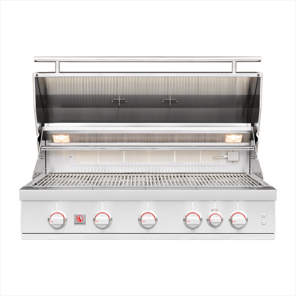 Summerset Grills Sizzler Pro 40 Inch 5 Burner Built In Propane Gas Grill with Rear Infrared Burner