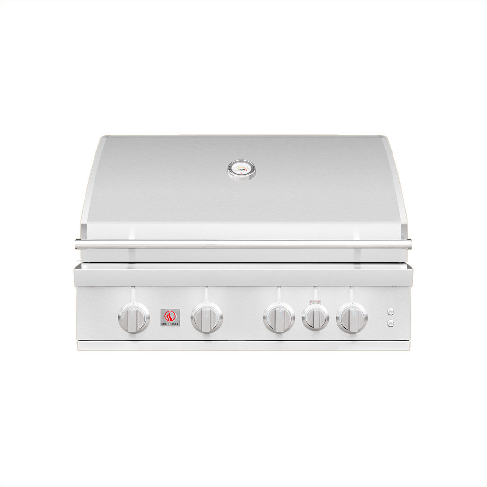 Summerset Grills Sizzler Pro 32 Inch 4 Burner Built In Propane Gas Grill with Rear Infrared Burner