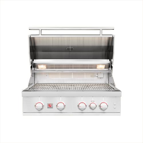 Summerset Grills Sizzler Pro 32 Inch 4 Burner Built In Propane Gas Grill with Rear Infrared Burner