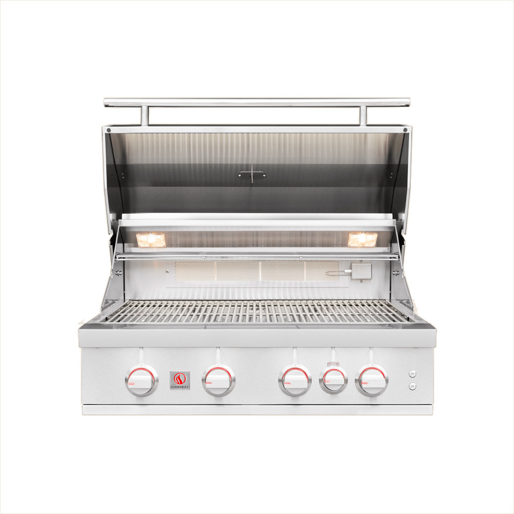 Summerset Grills Sizzler Pro 32 Inch 4 Burner Built In Propane Gas Grill with Rear Infrared Burner