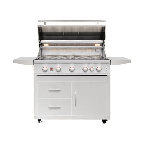 Summerset Grills Sizzler Pro 40 Inch 5 Burner Freestanding Propane Gas Grill with Rear Infrared Burner on Deluxe Cart
