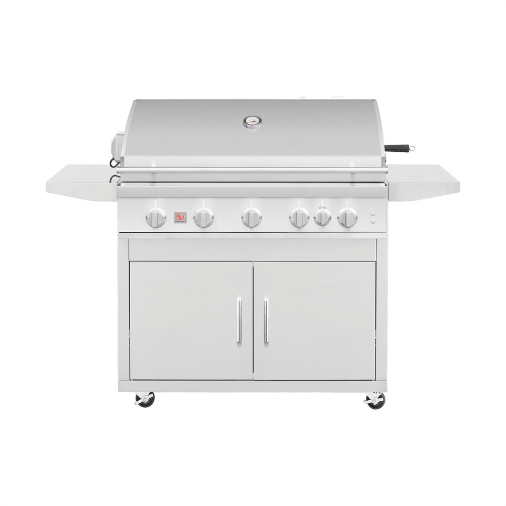 Summerset Grills Sizzler Pro 40 Inch 5 Burner Freestanding Propane Gas Grill with Rear Infrared Burner on Standard Cart