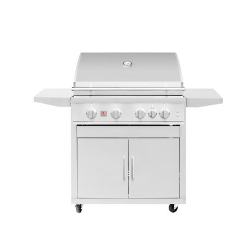 Summerset Grills Sizzler Pro 32 Inch 4 Burner Freestanding Natural Gas Grill with Rear Infrared Burner on Standard Cart
