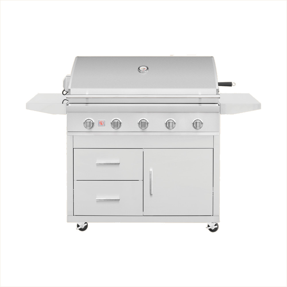 Summerset Grills Sizzler 40 Inch 5 Burner Freestanding Propane Gas Grill on Deluxe Cart