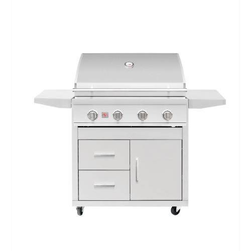 Summerset Grills Sizzler 32 Inch 4 Burner Freestanding Propane Gas Grill on Deluxe Cart