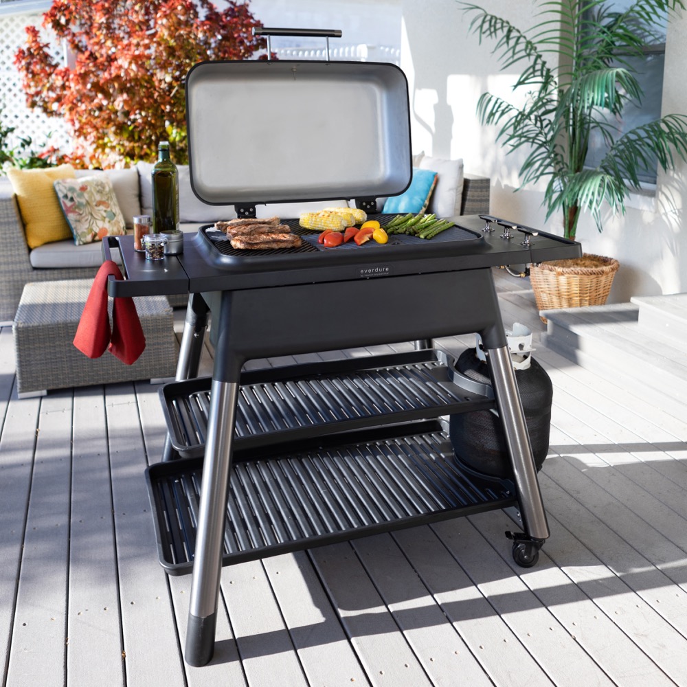 Everdure by Heston FURNACE 52 Inch 3 Burner Propane Gas Grill with Removable Stand   Black