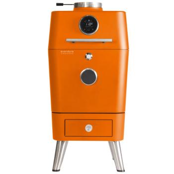 Everdure by Heston 4K 18 Inch Bluetooth Connected Cast Aluminum Charcoal Kamado Grill with Electric Ignition Orange Front View350