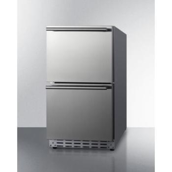 Summit 18 Inch 3 4 Cu Ft ADA Compliant Stainless Steel Outdoor Double Drawer Compact Refrigerator ADRD18OS350